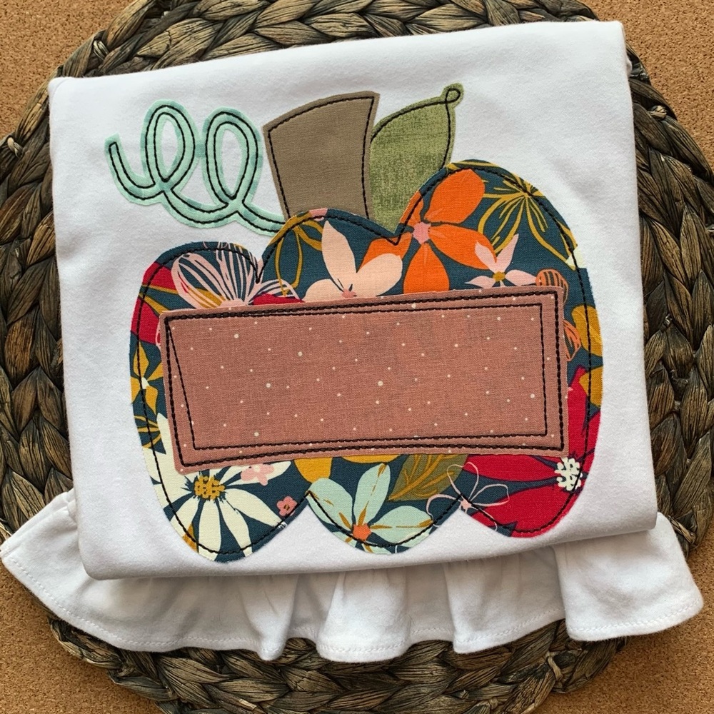 New custom made Floral Pumpkin Applique Long Sleeve Kids Tee